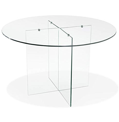 Alterego Table de Salle à Manger Ronde en Verre 'Bobby Table Round' Design - Ø 120 cm