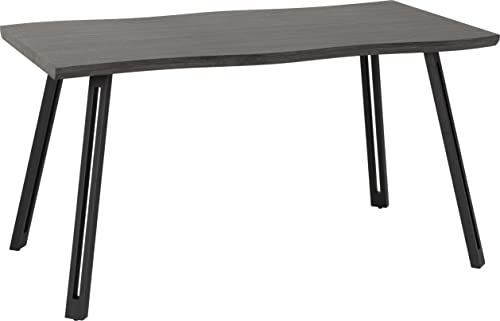 Seconique Table de Salle à Manger Quebec avec Bord ondulé d'ingénierie, Grain de Bois Noir/Noir, W 1400mm x D 800mm x H 760mm