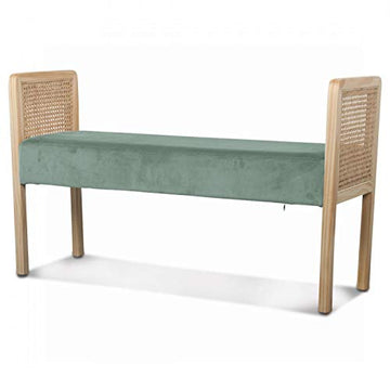 Déco en Ligne - Banquette Cannage et Velours Vert d'eau