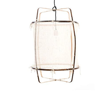 WnLit Lampe Suspension Japonais Lignes minimalistes Bambou éclairage LED Suspendus Tricot Main lumières Cuisine Salle à Manger Lampe Tissu Suspendu E27 Lustre Vie de la Lampe de Chambre,Beige,S