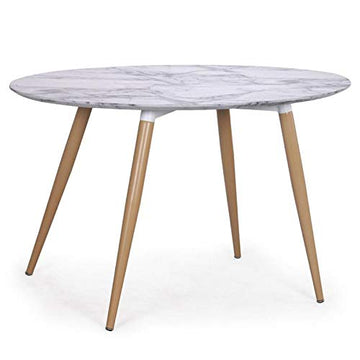 Paris Prix - Table De Repas Effet Marbre Eloise 130cm Blanc