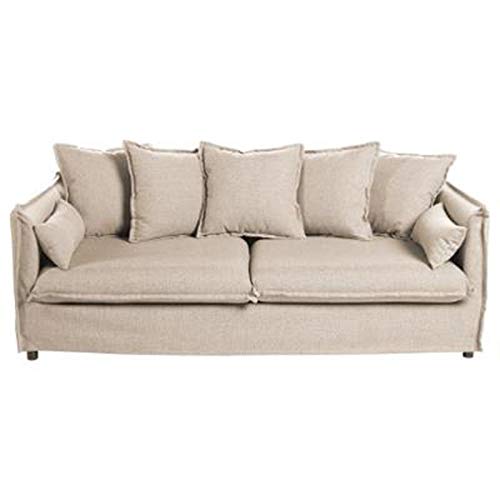 Atmosphera Créateur d'intérieur - Canapé Lin 3 Places Odilon 210cm Beige