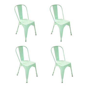 Ventemeublesonline Pack 4 CHAISES LANK Vertes