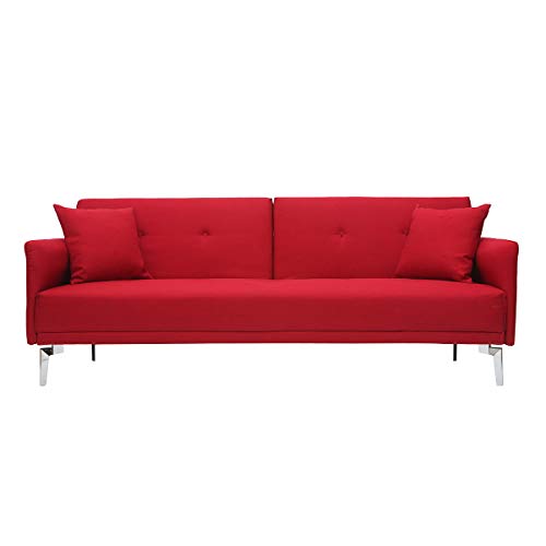 Miliboo Canapé Convertible Design 3 Places en Tissu Rouge Elin