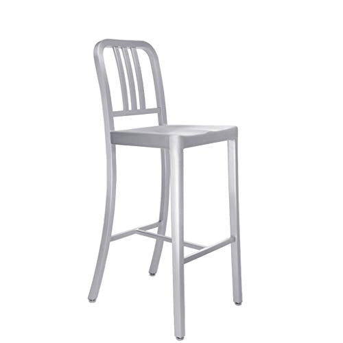 XINGPING Navy Bar Tout en Aluminium Retour Chaise de Bar Café Table Et Chaise Combinaison Tabouret Haut Café Table Et Chaises Tabouret De Bar (Couleur : 66cmsitting High)