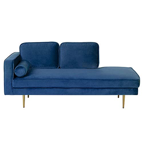 Beliani - Chaise Longue Côté Gauche - Miramas - Velours, Bleu Marine