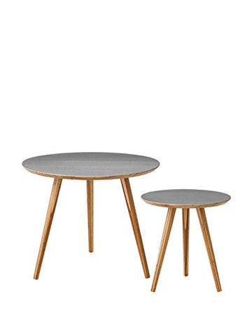 Bloomingville Table Basse en Bambou Gris Lot de 2