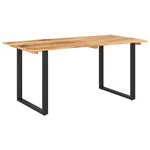 Tidyard Table de Salle à Manger Rectangulaire, Table de Repas Meuble à Manger, Table Console Extensible 160x80x76 cm Bois d'acacia Solide