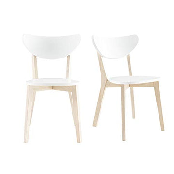 Miliboo Chaises Design Bois et Blanc (Lot de 2) Leena