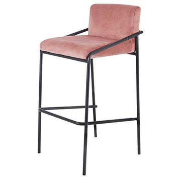 Damiware Lev Tabouret de Bar de qualité supérieure avec Housse en Velours (Velours Rose, 75 cm)