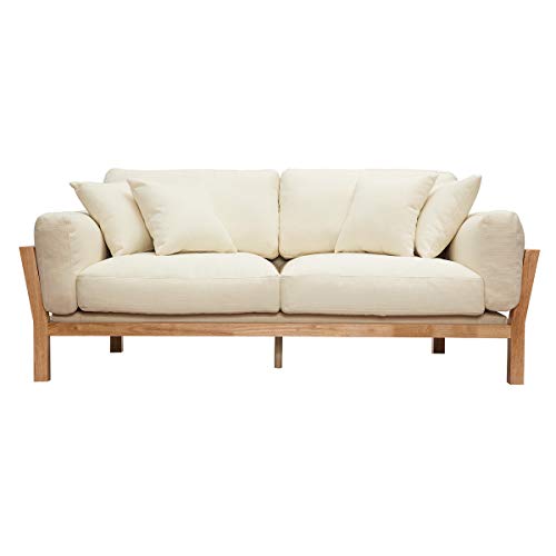 Miliboo Canapé scandinave 3 Places déhoussable Blanc crème et Bois KYO