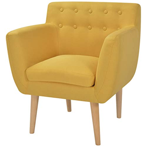 vidaXL Fauteuil pour Salon Chambre Bureau Tissu Jaune Sofa Chaise Maison