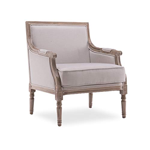 INTENSEDECO Fauteuil Bergère Ambroise Style Louis XVI Tissu Beige