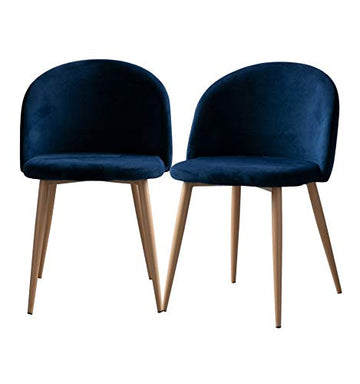 Icons Corner Lot de 2 fauteuils en velours Bleu vintage Piaf