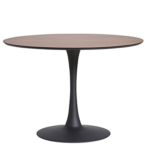 Tousmesmeubles Table de Repas Ronde Noyer/Noir Pied Central - Still - L 110 x l 110 x H 75 - Neuf