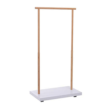 Homcom Portant vêtements sur roulettes Design Cosy Chic dim. 80L x 45l x 150H cm MDF Blanc Bambou