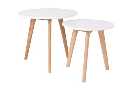 Felis Lifestyle Side Table BODINE Set of 2, Vinyle, Blanc, 50x50x45 cm