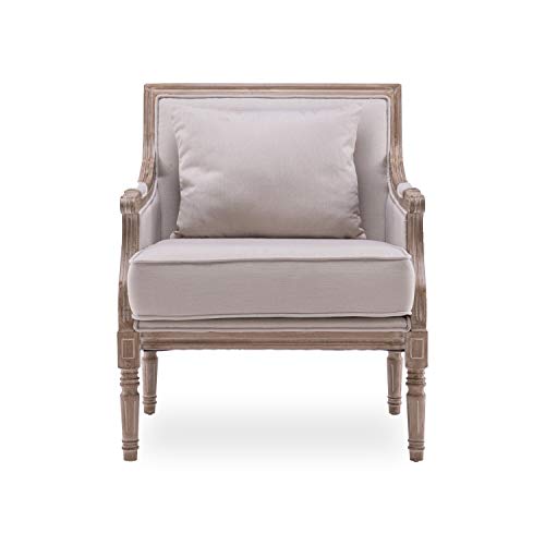 INTENSEDECO Fauteuil Bergère Ambroise Style Louis XVI Tissu Beige