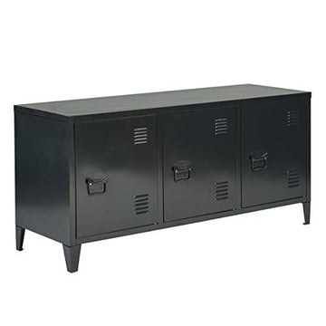 MEUBLE COSY Grand Espace 3 Portes Métal Bureau Armoire 2 Couches Buffet de Rangement Meuble Télévision, Noir, 120 x 40 x 58cm