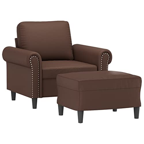 vidaXL Fauteuil avec Repose-Pied Chaise de Relaxation Fauteuil TV Siège de Salon Meuble de Salle de Séjour Maison Intérieur Marron 60 cm Similicuir