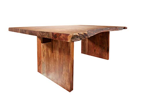 MASSIVMOEBEL24.DE Table à Manger 210x110cm - Bois Massif d'acacia laqué (Noisette) - Design Naturel - Freeform #103