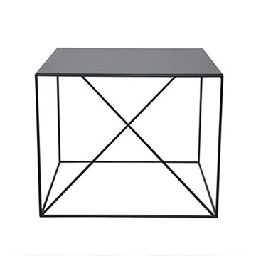 Canapé Side Table, Salon Fer Art Petite Table Carrée Bureau Salle de réunion Décoration Table basse Chambre Table de nuit (Color : Black)