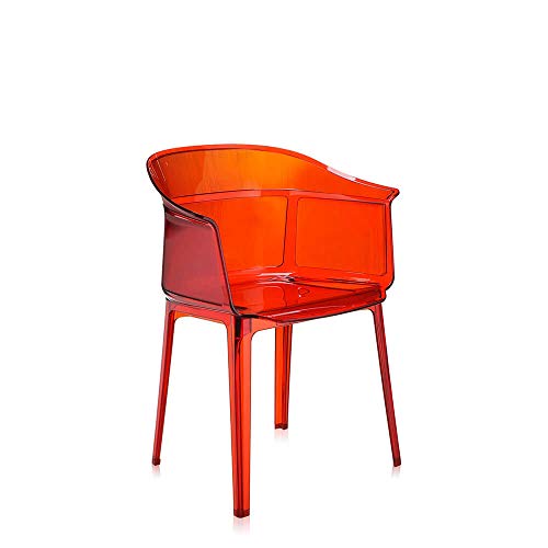 Kartell Papyrus fauteuil transparent rouge orangé