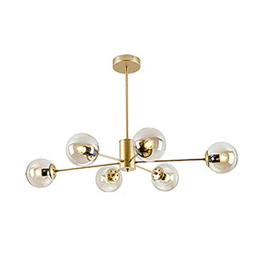 Sputnik Lustre 6 lumières Plafonnier Nordique Creative E27 Éclairage Pendant Globe En Verre Pendant La Lampe pour Chambre Salon Salle À Manger Doré 6 Lumières