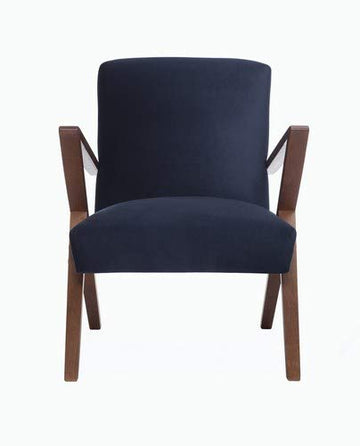 Le drugstore modern Fauteuil Retro en Velours Bleu Marine