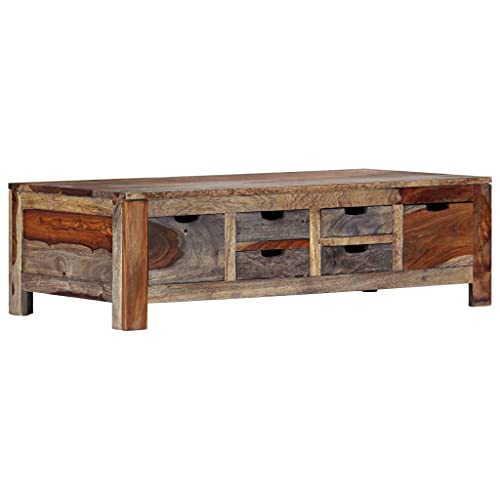 vidaXL Bois de Sesham Massif Table Basse Table d’Appoint Table de Salon Bout de Canapé Rangement Maison Intérieur Salle de Séjour 100x50x30 cm