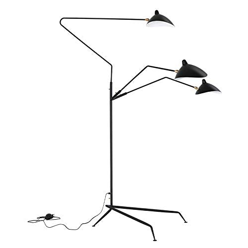 Nordic Araignée Serge Mouille Lampadaire Modeling Lampadaire Chambre Simple Industriel Salon LED Sol Luminaire (Body Color : Black, Lampshade Color : 3 Heads Floor Black)