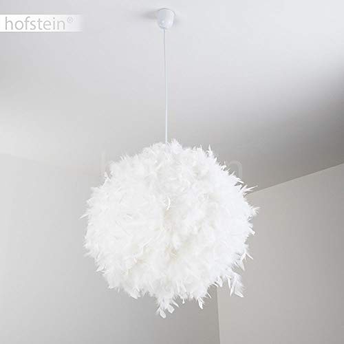 Élégante suspension Skaulo métal/tissu/plastique blanc - Plafonnier pour chambres - Séjour - Salle à manger - Culot E27