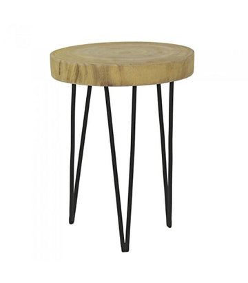 Pomax Table Basse Ronde en Bois et Métal - Hauteur 46cm x diamètre 35cm