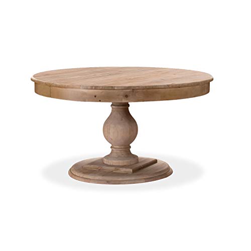 INTENSE DECO Table Ronde Extensible en Bois Massif Héloïse Bois Naturel et Pied Naturel