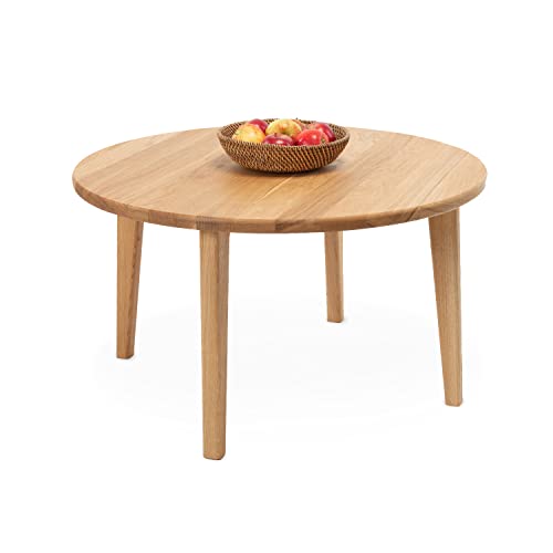 Table basse Casa ronde en bois véritable - Fabriquée à la main en chêne allemand - Design universel - Clair - S