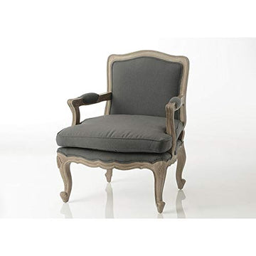 Amadeus Fauteuil Bergère Style Classique Chic Tissu Gris