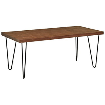 Marque Amazon - Rivet - Table de salle à manger aux pieds ultra-fins et au look industriel, largeur 180 cm, Noyer et noir