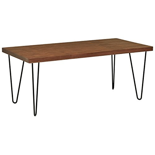 Marque Amazon - Rivet - Table de salle à manger aux pieds ultra-fins et au look industriel, largeur 180 cm, Noyer et noir