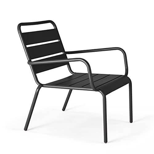 Oviala Palavas - Fauteuil de Jardin Bas Relax Acier Anthracite