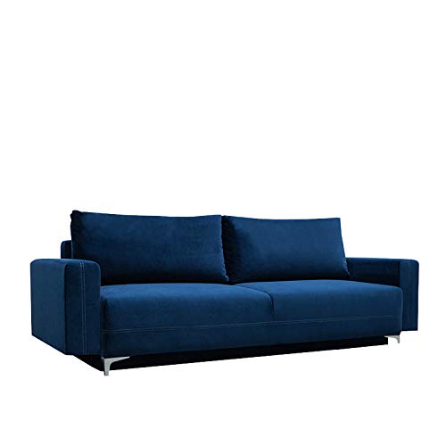 E-MEUBLES Canapé lit Convertible Salon Relax Noveau scandinave Design Revêtement de Canapé Melisa (Bleu foncé)