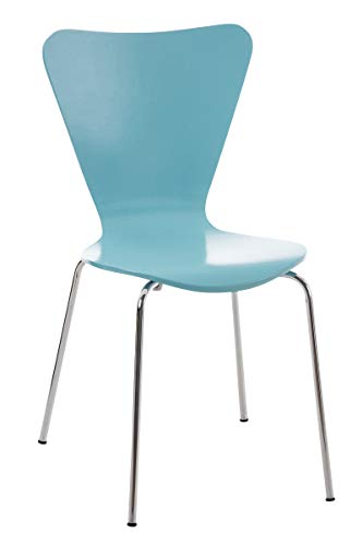 Chaise Empilable Calisto en Bois - Assise Ergonomique - Chaise de Salle d'Attente en Bois Chaise, Hauteur Assise 45 cm -Couleurs au Choix:, Couleurs:Bleu Clair