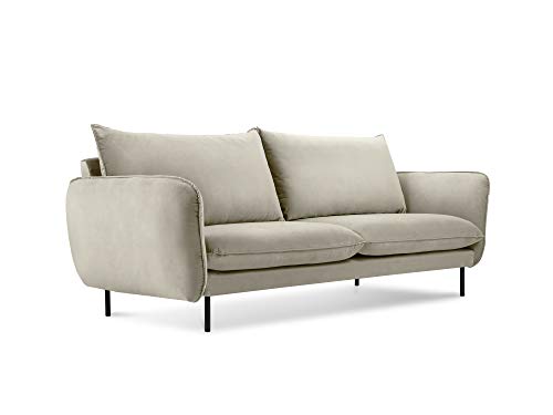 Cosmopolitan Design Canapé Velours, Vienna, 2 Places, Beige, 160x92x95