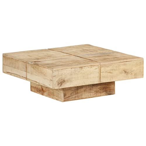 vidaXL Table Basse Table d'Appoint Table de Canapé Meuble de Salon Bout de Canapé Salle de Séjour Maison Intérieur 80x80x28 cm Bois de Manguier Massif