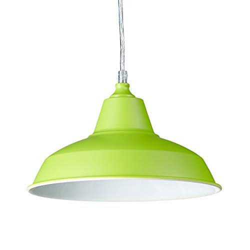 Relaxdays Suspension luminaire lampe à suspension abat-jour en métal couleur pétante HxlxP: 112 x 28 x 28 cm style industriel hauteur réglable, vert