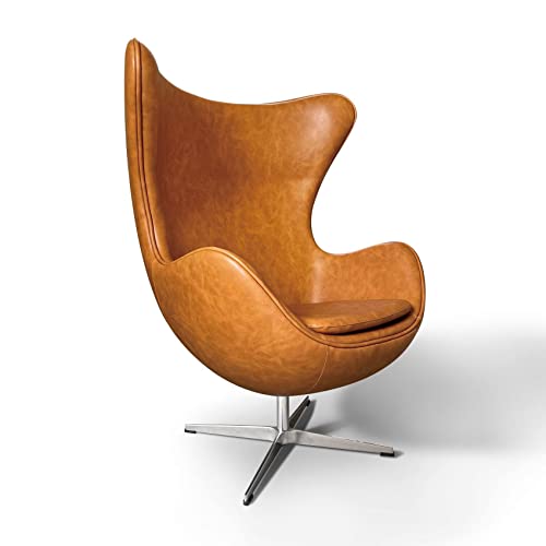 Volero', Fauteuil Egg Suspendu, Chaise Egg, modèle Afrodite Recouvert d'Eco-Cuir Marron.