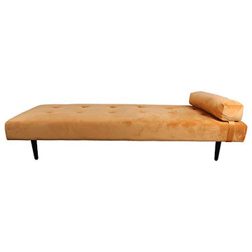 Nimara Charlie Daybed en Velours et Tissu | Lit de Jour en Velours avec appuie-tête, Oreiller, Vendu avec Pieds en Bois Noir | Dimensions : 80 x 200 cm