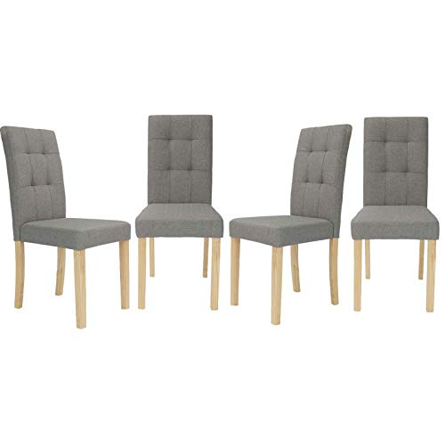 IDMarket - Lot de 4 chaises Polga capitonnées Grises pour Salle à Manger