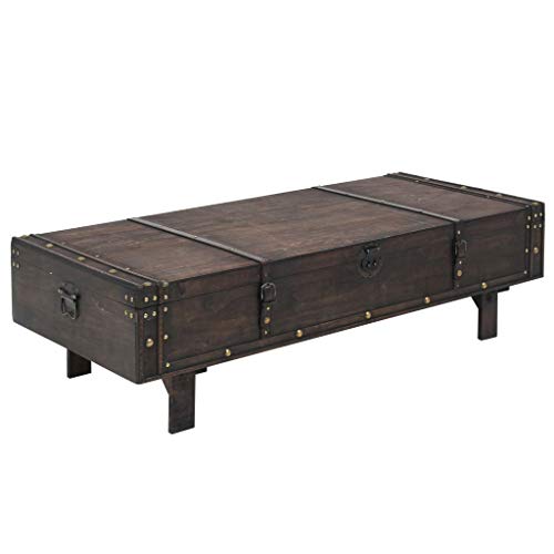 vidaXL Table Basse Bois Massif Style Vintage Marron Bancs d'Entrée Salon