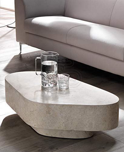 Stones Trapezio Table Basse, Pierre Blanche Fossile, 100x52x28 cm