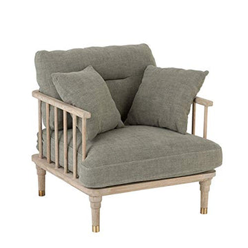 Tousmesmeubles Fauteuil Bois/Tissu Vert Olive - TORUN - L 84 x l 84 x H 80 - Neuf